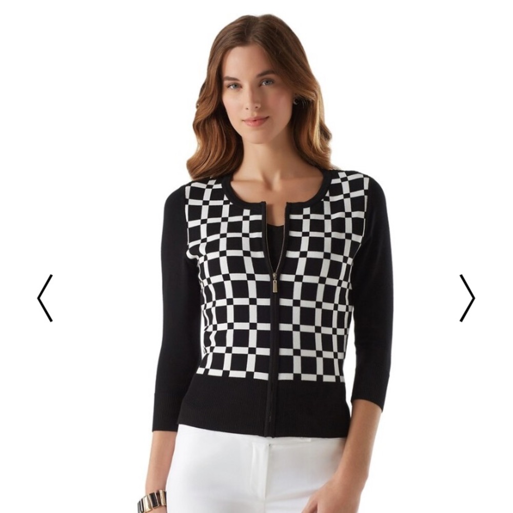 NWOT White House Black Market geo print sweater